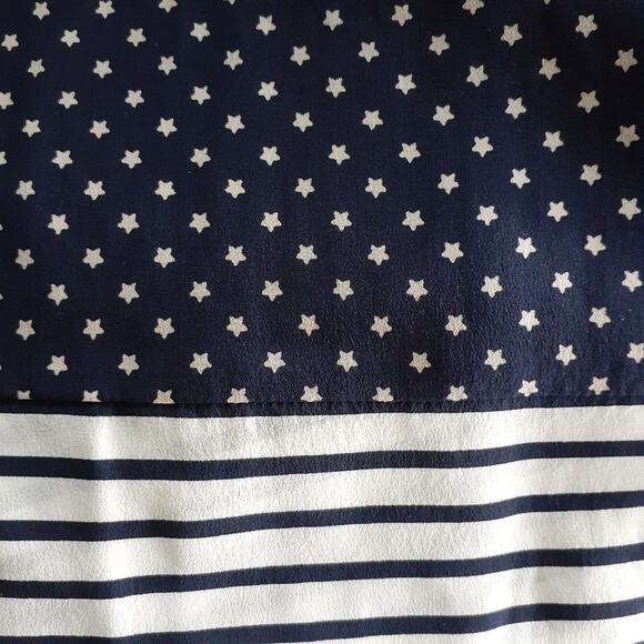 MILA SCHON Vintage Silk Pleated Midi A-line Skirt Navy Star Print - Picture 5 of 10